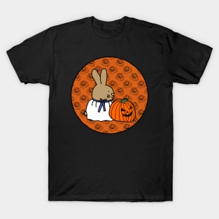 Halloween Horror Bunny Rabbit Orange Round T-Shirt